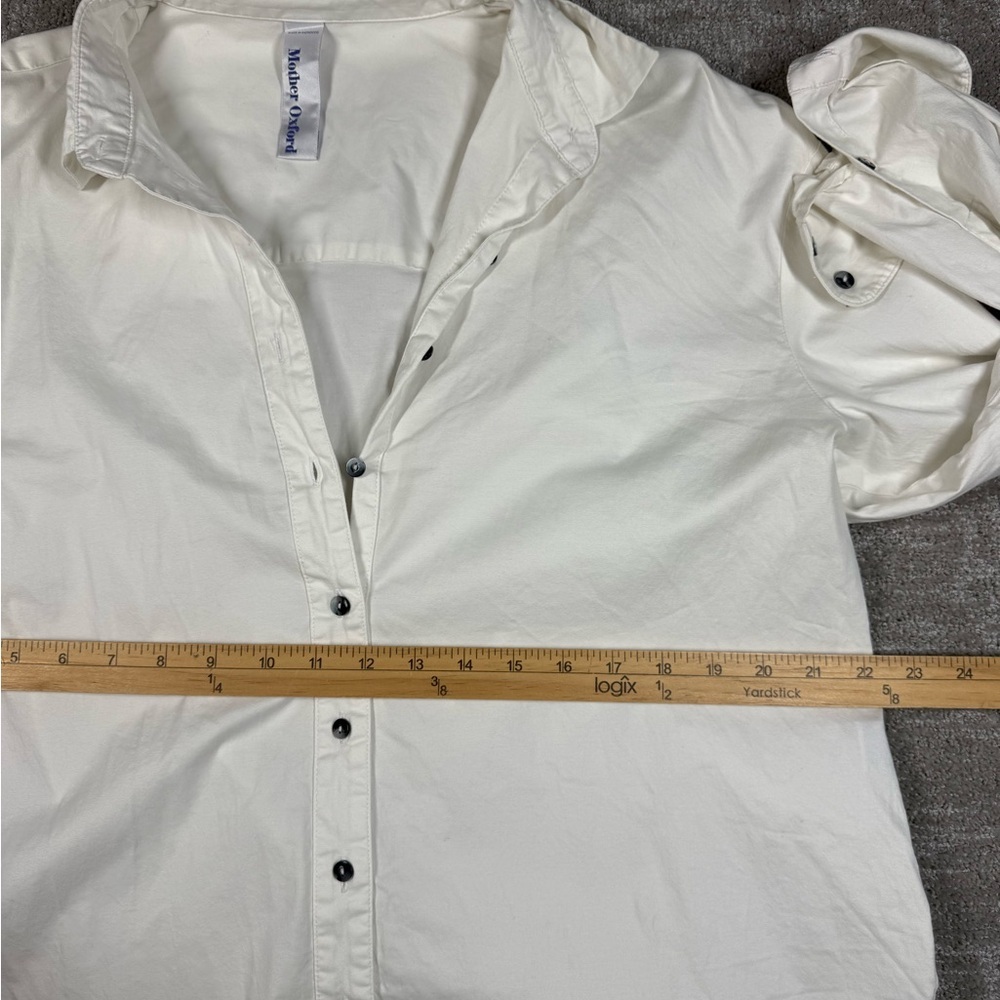 Mother Oxford White Button Down Long Sleeve Shirt Women Size 3 - Picture 4 of 7